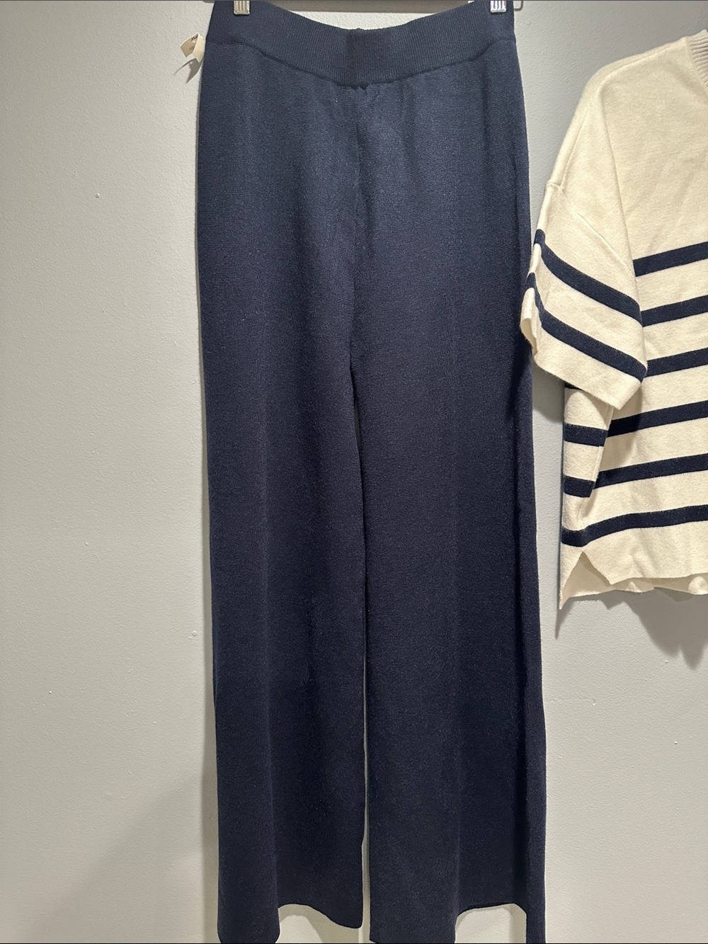 Sincerely Jules Navy Wide-Leg Pants with Cream & Navy Striped Top - Picture 8 of 8